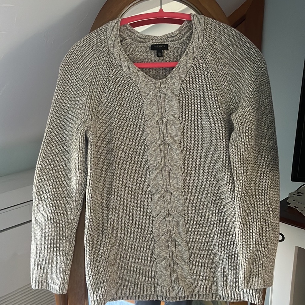Talbots Cable Knit Chunky Sweater with zipper on the sides Size Medium